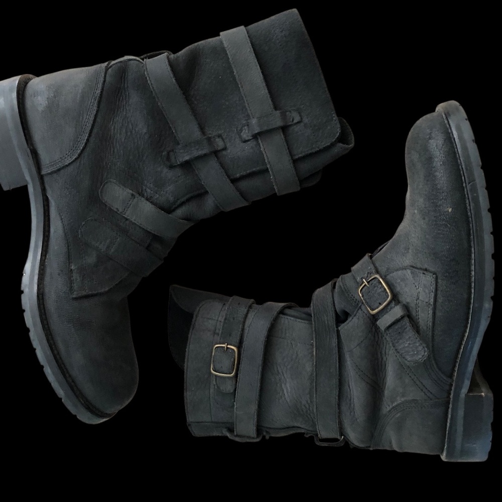 Men's John Varvatos tanker boots, blue gray, made in Italy size 8